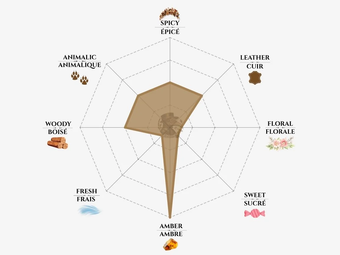 Goutal Ambre Fetiche fragrance notes radar chart — niche perfume profile