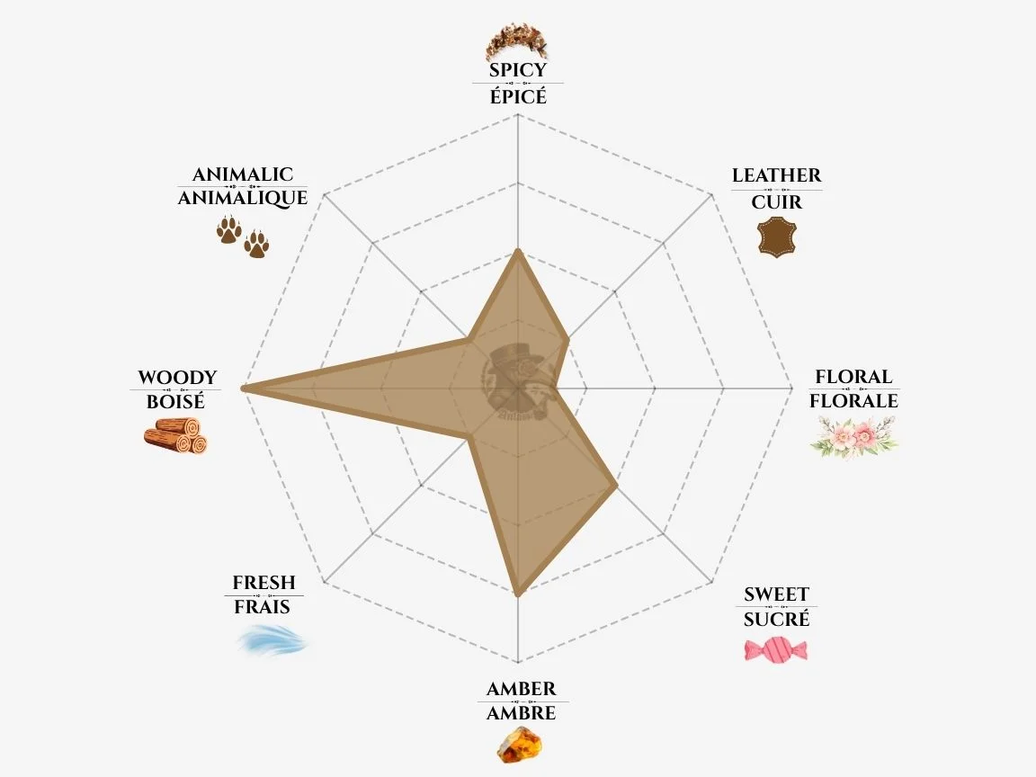 Imaginary Authors Memoirs of a Trespasser fragrance notes radar chart — niche perfume profile